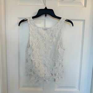 Charlotte Russe | Cropped tank with lace floral overlay | Size M
